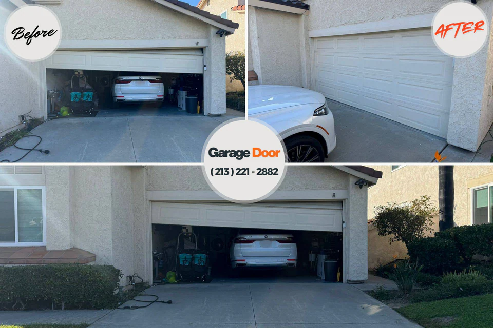 Before and after: garage door repair Lake Linden, MI